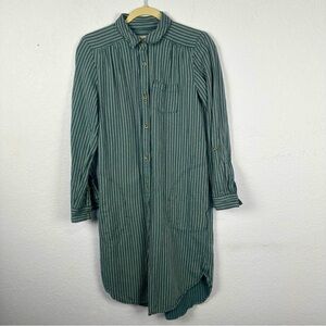 Anthropologie Bellamy Blue Striped Long Sleeves Shirtdress Size 6